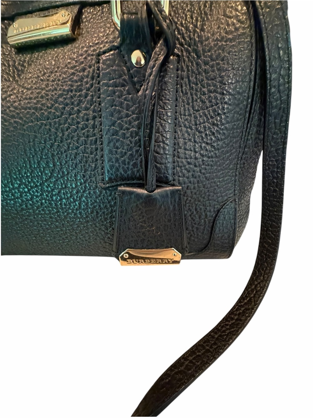 Burberry Black Pebbled Leather Satchel Handbag - Heritage Gladstone - Picture 4 of 13
